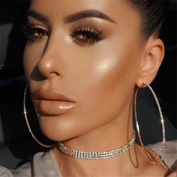 vintage silver gold fashion trendy round hoop big earrings rhinestone circle earrings for women wedding party gifts, Golden;silver 
vintage silver gold fashion trendy round hoop big earrings rhinestone circle earrings for women wedding party gifts, Golden;silver