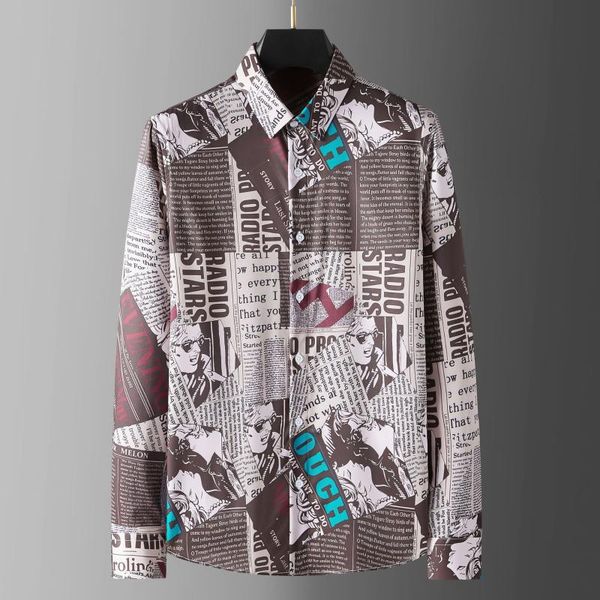 men's casual shirts minglu irregular letter printed luxury long sleeve camouflage mens dress slim fit party man, White;black
men's casual shirts minglu irregular letter printed luxury long sleeve camouflage mens dress slim fit party man, White;black