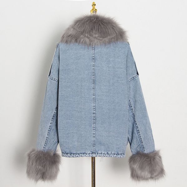blue casual patchwork fluff denim jacket for women lapel long sleeve thick coats female clothing winter fashion, Black;brown
blue casual patchwork fluff denim jacket for women lapel long sleeve thick coats female clothing winter fashion, Black;brown