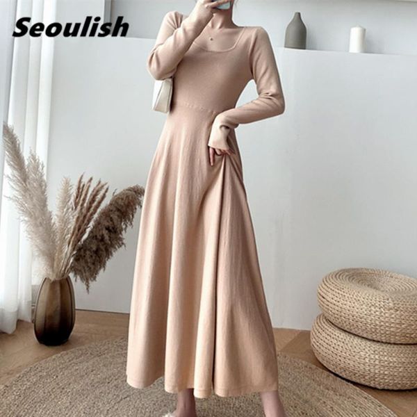 casual dresses seoulish autumn winter knitting women's a-line 2021 chic high waist long sleeve square collar sweater dress female, Black;gray
casual dresses seoulish autumn winter knitting women's a-line 2021 chic high waist long sleeve square collar sweater dress female, Black;gray