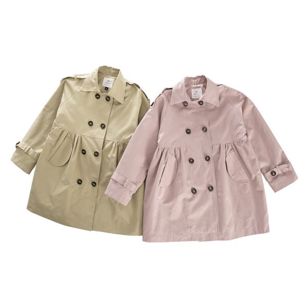 girls' windbreaker 2021 spring, autumn new children's clothing jacket children's british wind double-bread long section top, Camo