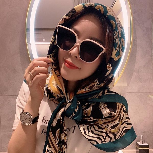 scarves 2021 spring female scarf shawl silk fashion headscarf beach sunscreen bag 110x110, Blue;gray
scarves 2021 spring female scarf shawl silk fashion headscarf beach sunscreen bag 110x110, Blue;gray