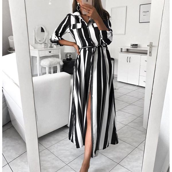 office lady turn-down collar button lace up long shirt dress women autumn spring sleeve stripe maxi dresses casual, Black;gray
office lady turn-down collar button lace up long shirt dress women autumn spring sleeve stripe maxi dresses casual, Black;gray