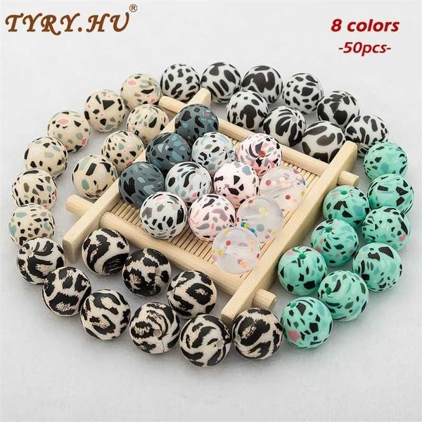 50pcs silicone beads leopard print 12/15mm baby teether teething terrazzo diy jewelry bpa pacifier clip making 211106
50pcs silicone beads leopard print 12/15mm baby teether teething terrazzo diy jewelry bpa pacifier clip making 211106