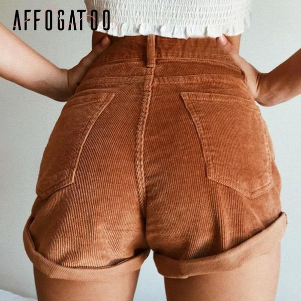 women's shorts affogatoo high waist corduroy casual short women zipper pockets summer female streetwear loose cotton 2021, White;black
women's shorts affogatoo high waist corduroy casual short women zipper pockets summer female streetwear loose cotton 2021, White;black