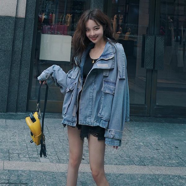 2021 new fashions of autumn cowboy women's loosed jacket ladies big pocket long sleeve girls temperament commute outward 2fo3, Black;brown
2021 new fashions of autumn cowboy women's loosed jacket ladies big pocket long sleeve girls temperament commute outward 2fo3, Black;brown