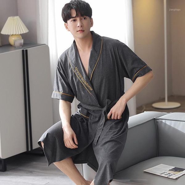 men's sleepwear summer men short sleeve plus size dressing gown cotton bathrobes simple gray v-neck lacing loose robe set, Black;brown
men's sleepwear summer men short sleeve plus size dressing gown cotton bathrobes simple gray v-neck lacing loose robe set, Black;brown