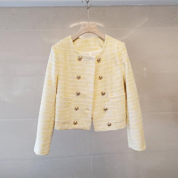 women's jackets double breasted tweed coat women o-neck long sleeve casual woolen outwear loose vintage french pockets c119, Black;brown
women's jackets double breasted tweed coat women o-neck long sleeve casual woolen outwear loose vintage french pockets c119, Black;brown