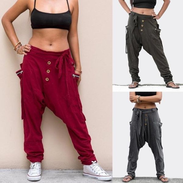 women stylish drop crotch waist beltma pockets harem pants long baggy trousers, Black;white
women stylish drop crotch waist beltma pockets harem pants long baggy trousers, Black;white