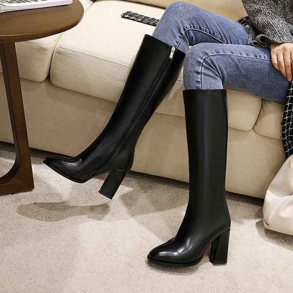 boots ladies patent leather knee fashion all-match square heel round toe zipper large size women's shoes, Black
boots ladies patent leather knee fashion all-match square heel round toe zipper large size women's shoes, Black