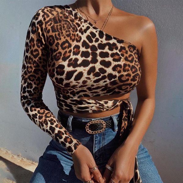 women's t-shirt one shoulder cropped leopard print lace up t-shirts for women slim fashion autumn winter tees y2k top, White
women's t-shirt one shoulder cropped leopard print lace up t-shirts for women slim fashion autumn winter tees y2k top, White