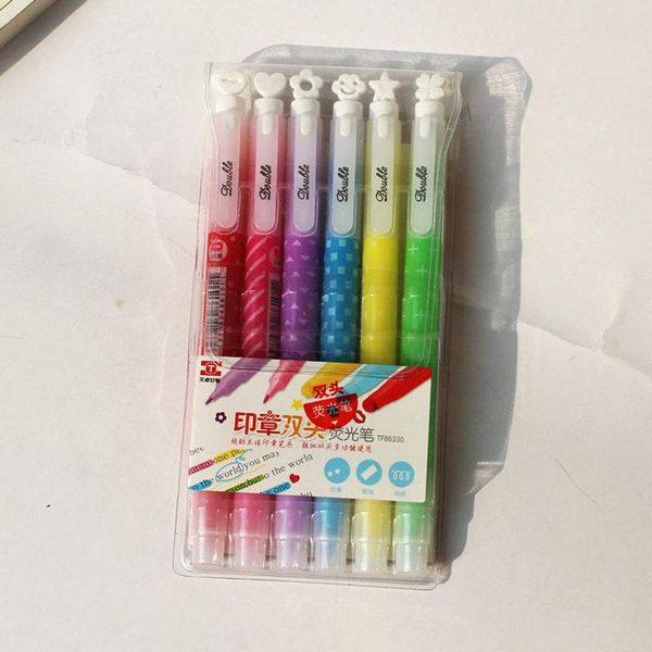 highlighters 6 pcs/lot cartoon cute highlighter marker pen double-headed seal office school supplies, Black;red
highlighters 6 pcs/lot cartoon cute highlighter marker pen double-headed seal office school supplies, Black;red