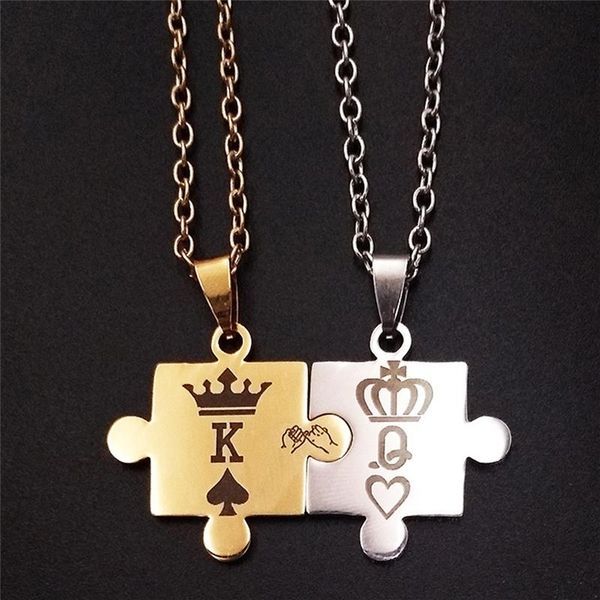chokers letters k and q pendant puzzle necklace with crown stainless steel tag king & queen engraved couple jewelry gifts, Golden;silver
chokers letters k and q pendant puzzle necklace with crown stainless steel tag king & queen engraved couple jewelry gifts, Golden;silver
