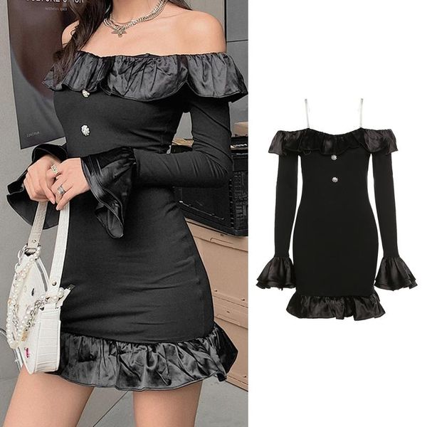 casual dresses women flare long sleeve off shoulder black bodycon dress ruffles patchwork rhinestone button party clubwear, Black;gray
casual dresses women flare long sleeve off shoulder black bodycon dress ruffles patchwork rhinestone button party clubwear, Black;gray