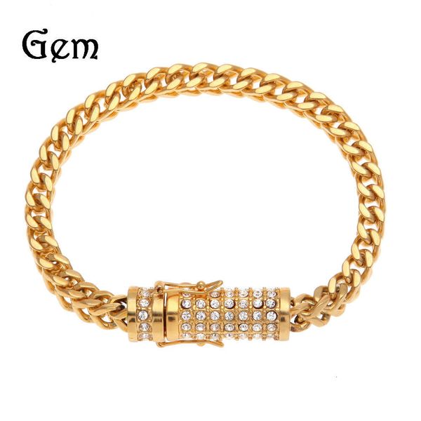 hip hop new stainless steel casting rhinestone buckle men's 6mm keel chain bracelet color protection jewelry, Silver
hip hop new stainless steel casting rhinestone buckle men's 6mm keel chain bracelet color protection jewelry, Silver