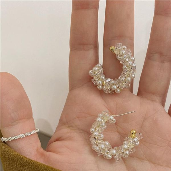 hoop & huggie temperament korean girls women twisted fashion jewelry beads c-shaped earrings earring, Golden;silver
hoop & huggie temperament korean girls women twisted fashion jewelry beads c-shaped earrings earring, Golden;silver