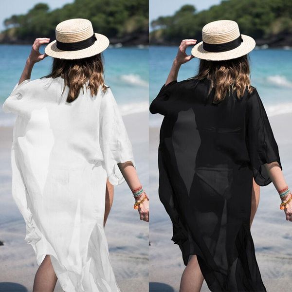 2021 womens bikini cover up kaftan beachwear beach short dress ladies see through long sleeve mini dress cover-ups, White;black
2021 womens bikini cover up kaftan beachwear beach short dress ladies see through long sleeve mini dress cover-ups, White;black