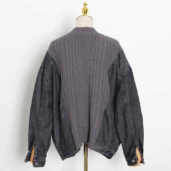 splicing denim knitted sweater for women v neck long sleeve korean jackets female fashion new clothing 2020 style, Black;brown
splicing denim knitted sweater for women v neck long sleeve korean jackets female fashion new clothing 2020 style, Black;brown