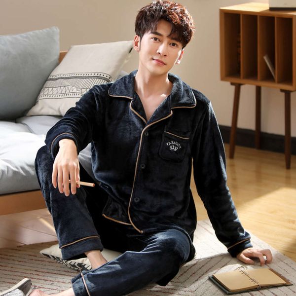 thickened flannel pajamas men's coral velvet spring middle aged autumn and winter youth home wear, Black;brown
thickened flannel pajamas men's coral velvet spring middle aged autumn and winter youth home wear, Black;brown