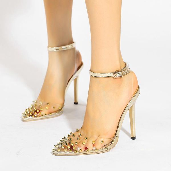 sandals summer clear pvc rivets pumps stiletto heels studded spikes lucency wedding shoes buckle strap pointed toe slingback 2021, Black
sandals summer clear pvc rivets pumps stiletto heels studded spikes lucency wedding shoes buckle strap pointed toe slingback 2021, Black
