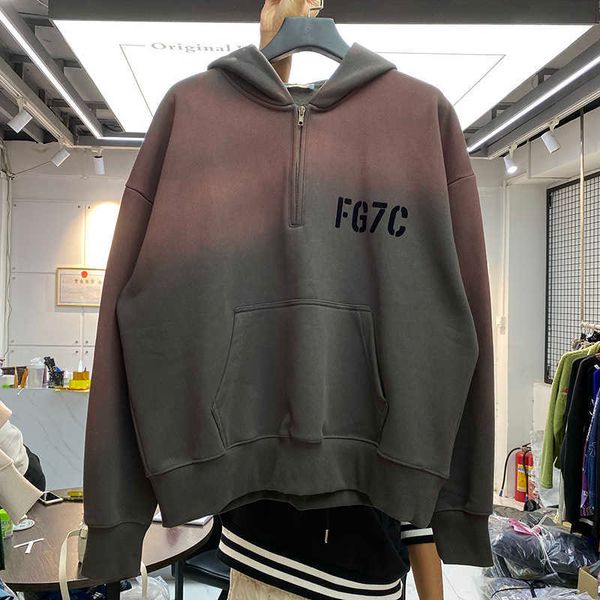 men's hoodies season 7 main line fg fugui 7c flocking letter gradient color semi zipper pullover winter tide brand hooded sweater men, Black
men's hoodies season 7 main line fg fugui 7c flocking letter gradient color semi zipper pullover winter tide brand hooded sweater men, Black
