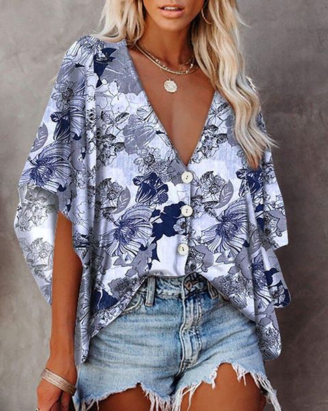 women's blouses & shirts 2021 fashion floral print women shirt blouse casual loose short sleeve lady open stitch flying blusas de seda, White
women's blouses & shirts 2021 fashion floral print women shirt blouse casual loose short sleeve lady open stitch flying blusas de seda, White