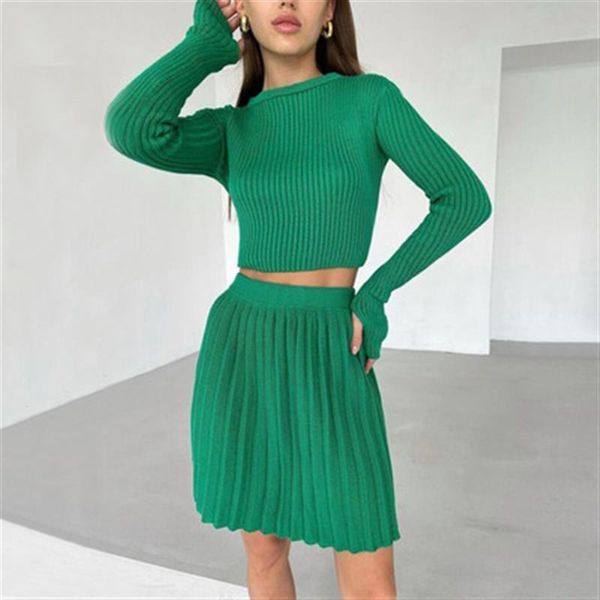 women's sweaters set woman 2 pieces knitted green long sleeves pleated mini skirt sweater solid suit autumn two piece women, White;black
women's sweaters set woman 2 pieces knitted green long sleeves pleated mini skirt sweater solid suit autumn two piece women, White;black