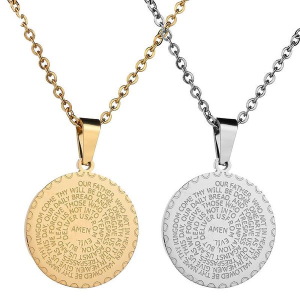 pendant necklaces religious gold silver color men's bible necklace round coin god bless stainless steel chain prayer jewelry
pendant necklaces religious gold silver color men's bible necklace round coin god bless stainless steel chain prayer jewelry
