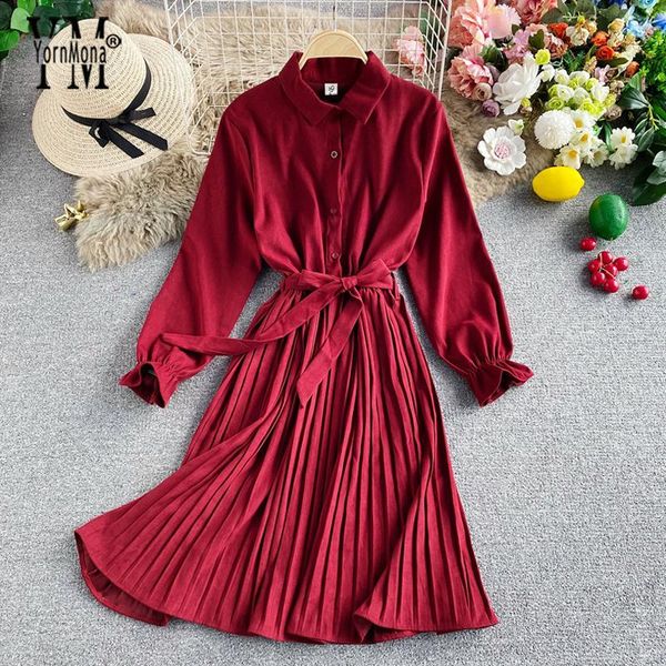 casual dresses yornmona elegant turn-down collar french pleated dress women autumn winter long sleeve work day lady office vestidos, Black;gray
casual dresses yornmona elegant turn-down collar french pleated dress women autumn winter long sleeve work day lady office vestidos, Black;gray