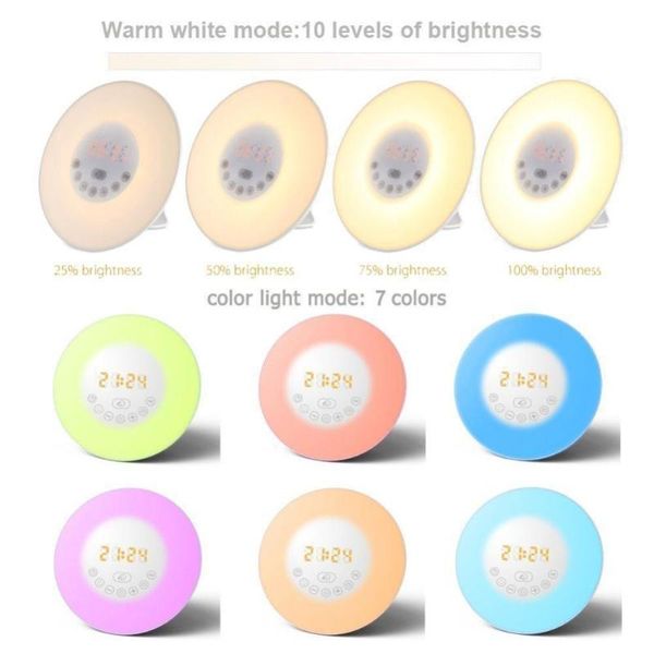 other clocks & accessories wake light alarm clock sunrise simulation bedside lamp sunset night 6 nature sounds radio snooze 7 colors with
other clocks & accessories wake light alarm clock sunrise simulation bedside lamp sunset night 6 nature sounds radio snooze 7 colors with