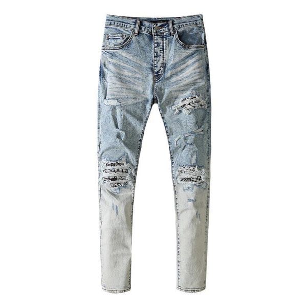men's jeans male american high street style trousers retro distressed stretch slim fit ripped patch gradient denim pants, Blue
men's jeans male american high street style trousers retro distressed stretch slim fit ripped patch gradient denim pants, Blue