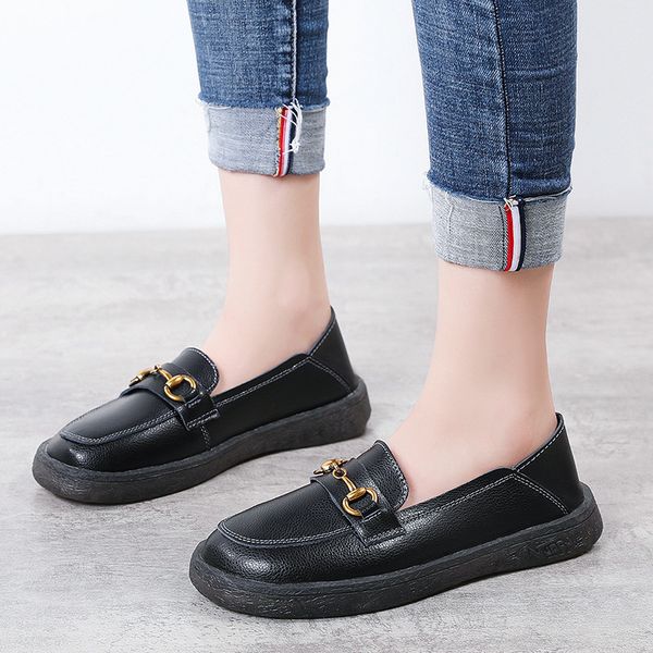 70% off factory online leather korean version new women's shoes leisure style ox tendon soft bottom metal buckle lazy anti slip, Black
70% off factory online leather korean version new women's shoes leisure style ox tendon soft bottom metal buckle lazy anti slip, Black