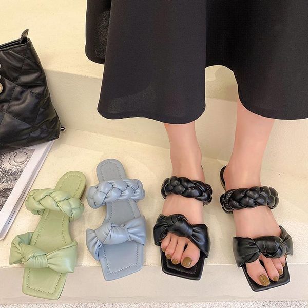 slippers vogue summer women black flats slides pu leather weave female solid color square toe casual beach shoes woman
slippers vogue summer women black flats slides pu leather weave female solid color square toe casual beach shoes woman