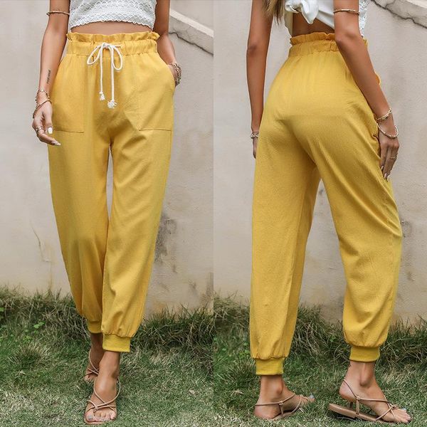 women's pants & capris 2021 summer european/american pure color drawstring baggy pencil for women sweatpants, Black;white
women's pants & capris 2021 summer european/american pure color drawstring baggy pencil for women sweatpants, Black;white