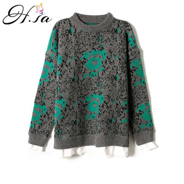 h.sa women pullovers winter jumpers knitwear fake 2 pieces sweater floral vintage pullover sueter mujer jumper 210716, White;black
h.sa women pullovers winter jumpers knitwear fake 2 pieces sweater floral vintage pullover sueter mujer jumper 210716, White;black