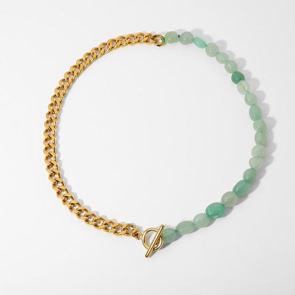 chains unique 18k gold stainless steel jewelry ot buckle colorful natural stone beaded stitching cuban chain necklaces for women, Silver
chains unique 18k gold stainless steel jewelry ot buckle colorful natural stone beaded stitching cuban chain necklaces for women, Silver