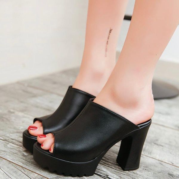 women peep toe sandals high heel slippers women summer platform sandals slides square heel slipper thick sole, Black
women peep toe sandals high heel slippers women summer platform sandals slides square heel slipper thick sole, Black