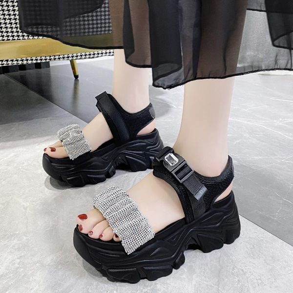 sandals lucyever shiny crystal platform wedges shoes for women chunky ankle strap sport woman breathable mesh sandalias, Black
sandals lucyever shiny crystal platform wedges shoes for women chunky ankle strap sport woman breathable mesh sandalias, Black