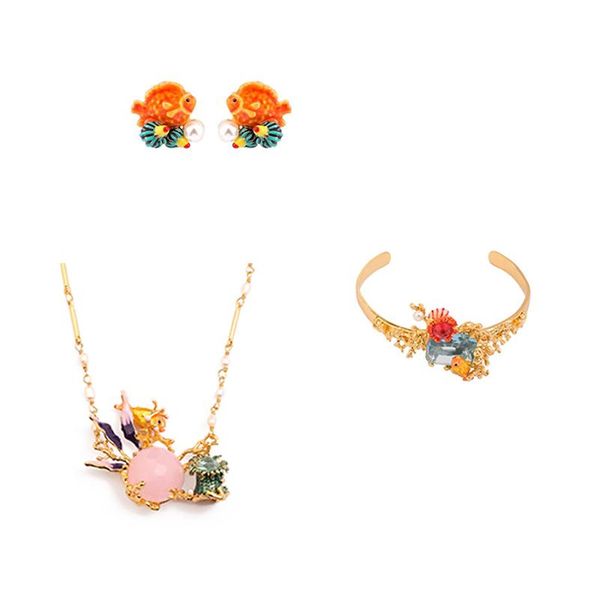 earrings & necklace creative handmade enamel goldfish bracelet starfish marine life jewelry for woman 2021 trend, Silver
earrings & necklace creative handmade enamel goldfish bracelet starfish marine life jewelry for woman 2021 trend, Silver