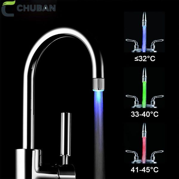 chuban fashion durable water faucet led color atmosphere lights change color according water temperature 3 colors hardware a166 
chuban fashion durable water faucet led color atmosphere lights change color according water temperature 3 colors hardware a166