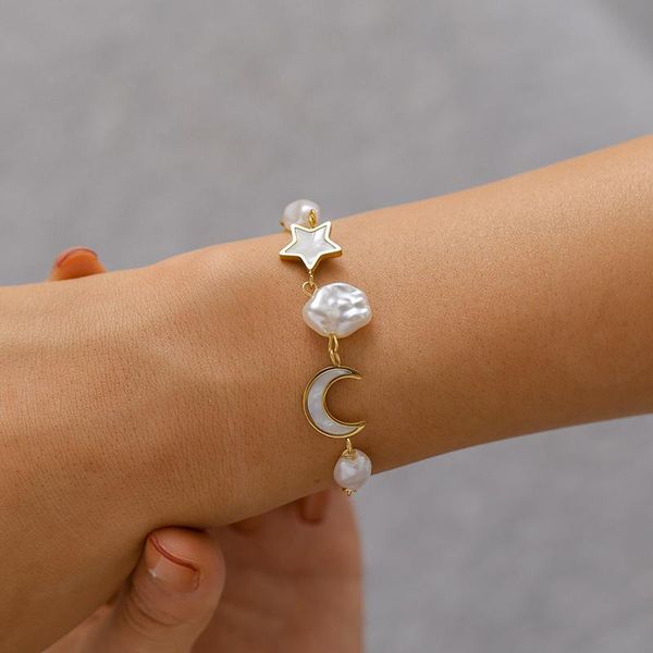 link, chain juorest boho shell charm bracelets trendy beach white gold star casual baroque pearl women jewelry moon bracelet, Black
link, chain juorest boho shell charm bracelets trendy beach white gold star casual baroque pearl women jewelry moon bracelet, Black