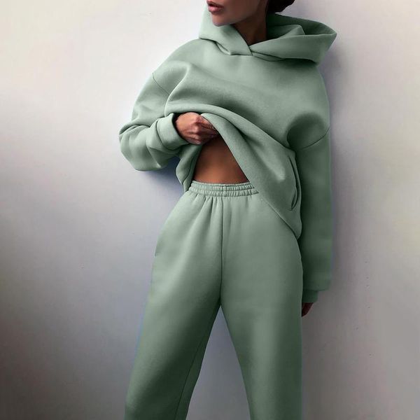 women's two piece pants hoodie sweatshirts +long pant sport suits tracksuit casual solid long sleeve hooded autumn warm fleece sets, White
women's two piece pants hoodie sweatshirts +long pant sport suits tracksuit casual solid long sleeve hooded autumn warm fleece sets, White
