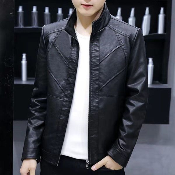 winter men's coat thick plush thin middle-aged and young leisure korean fashion pu motorcycle leather jacket men, Black
winter men's coat thick plush thin middle-aged and young leisure korean fashion pu motorcycle leather jacket men, Black