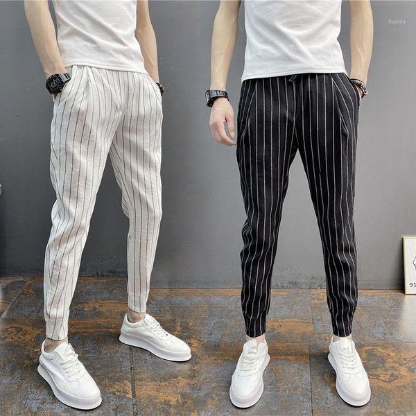 summer men's vertical striped small leg casual pants net red matching hemmed in slim capris stretch harem, Black
summer men's vertical striped small leg casual pants net red matching hemmed in slim capris stretch harem, Black