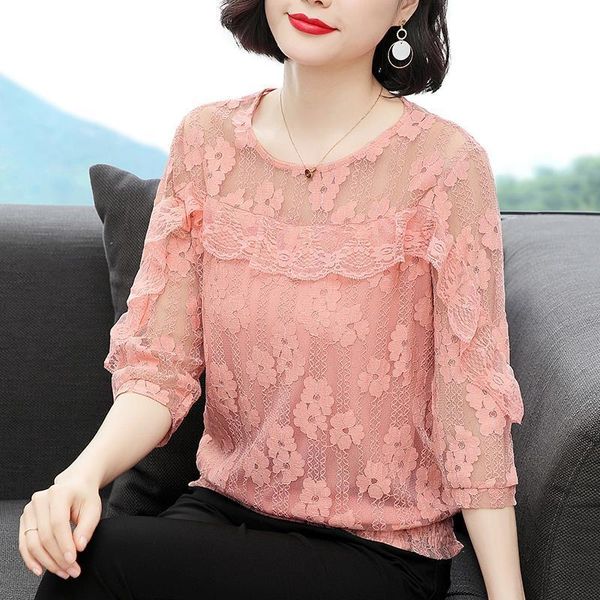 women's blouses & shirts lace 3/4 sleeves round neck hollow shirt female pink young age loose ruffled simple style blouse pullover wome, White
women's blouses & shirts lace 3/4 sleeves round neck hollow shirt female pink young age loose ruffled simple style blouse pullover wome, White