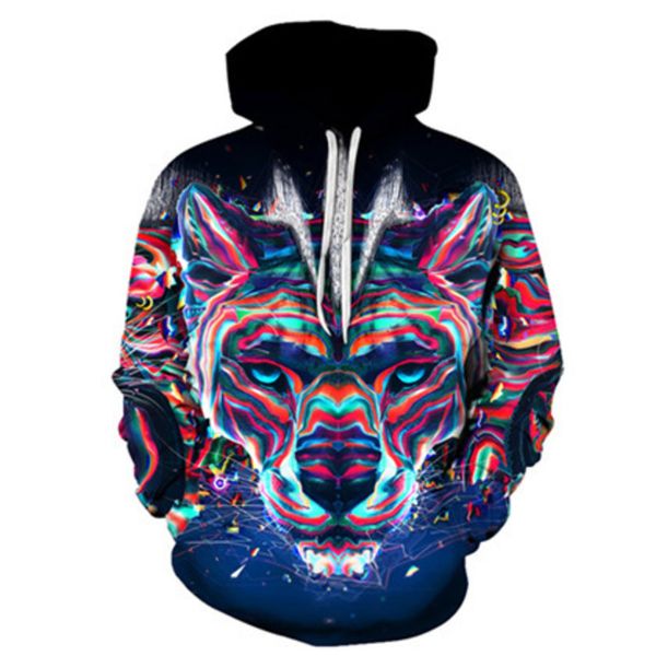 2021 casual sweater animal 3d printed couple hooded sweater 9wof, Black 
2021 casual sweater animal 3d printed couple hooded sweater 9wof, Black