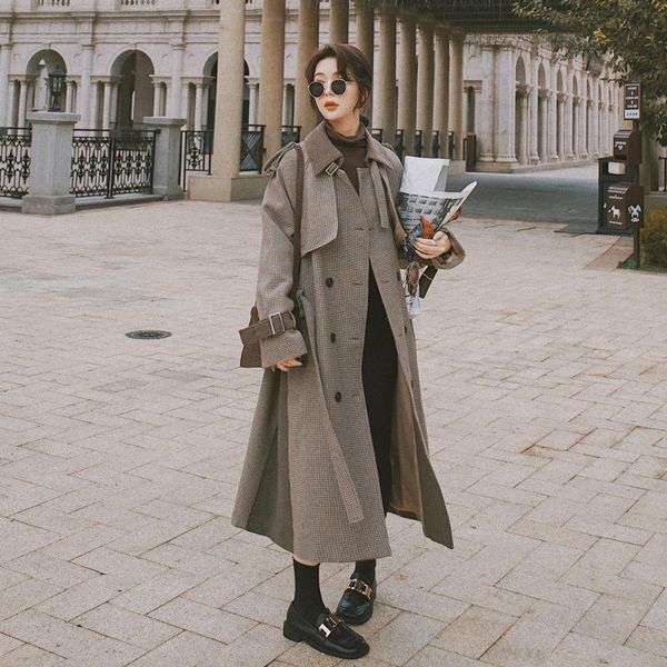 women's wool & blends british style double breasted belted loose long woolen jacket women winter vintage elegant casual warm overcoat f, Black
women's wool & blends british style double breasted belted loose long woolen jacket women winter vintage elegant casual warm overcoat f, Black