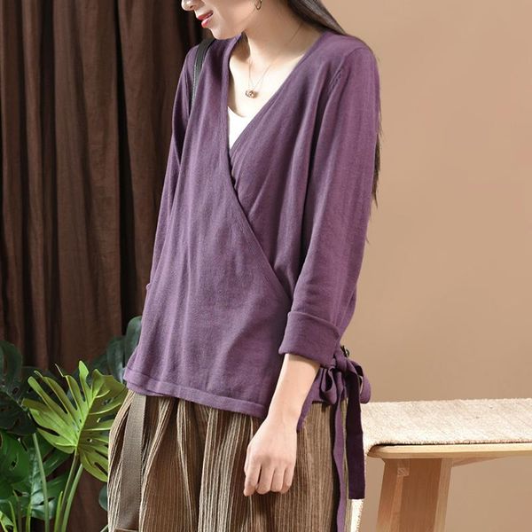 women's jackets autumn women retro knitting drawstring coat 2021 ladies v-neck long-sleeved casual loose mori girl, Black;brown 
women's jackets autumn women retro knitting drawstring coat 2021 ladies v-neck long-sleeved casual loose mori girl, Black;brown