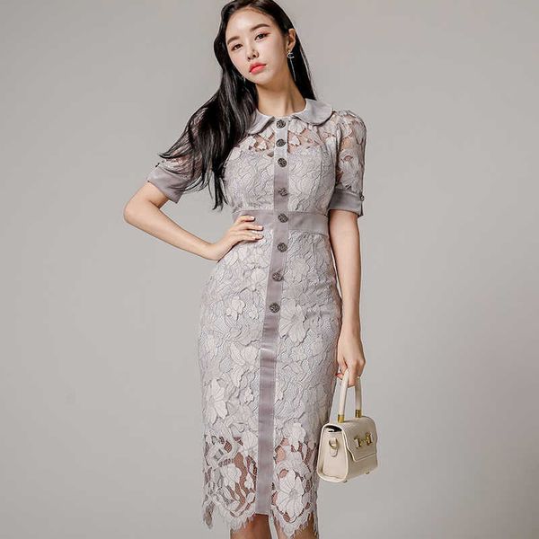 fashion designer party dress women short sleeve button decoration lace crochet hollow out slim bodycon pencil dress 210529, Black;gray
fashion designer party dress women short sleeve button decoration lace crochet hollow out slim bodycon pencil dress 210529, Black;gray