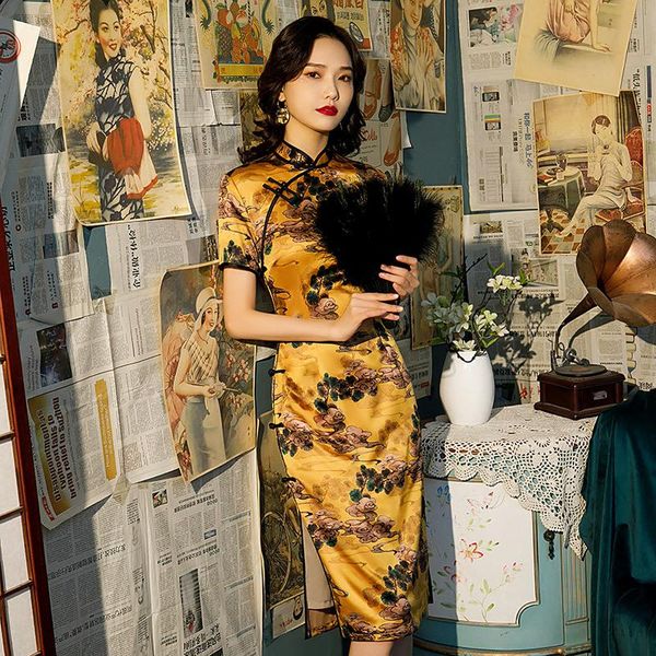 ethnic clothing chinese elegant mandarin collar cheongsam women yellow print high split slim oriental qipao plus size s-4xl, Red
ethnic clothing chinese elegant mandarin collar cheongsam women yellow print high split slim oriental qipao plus size s-4xl, Red